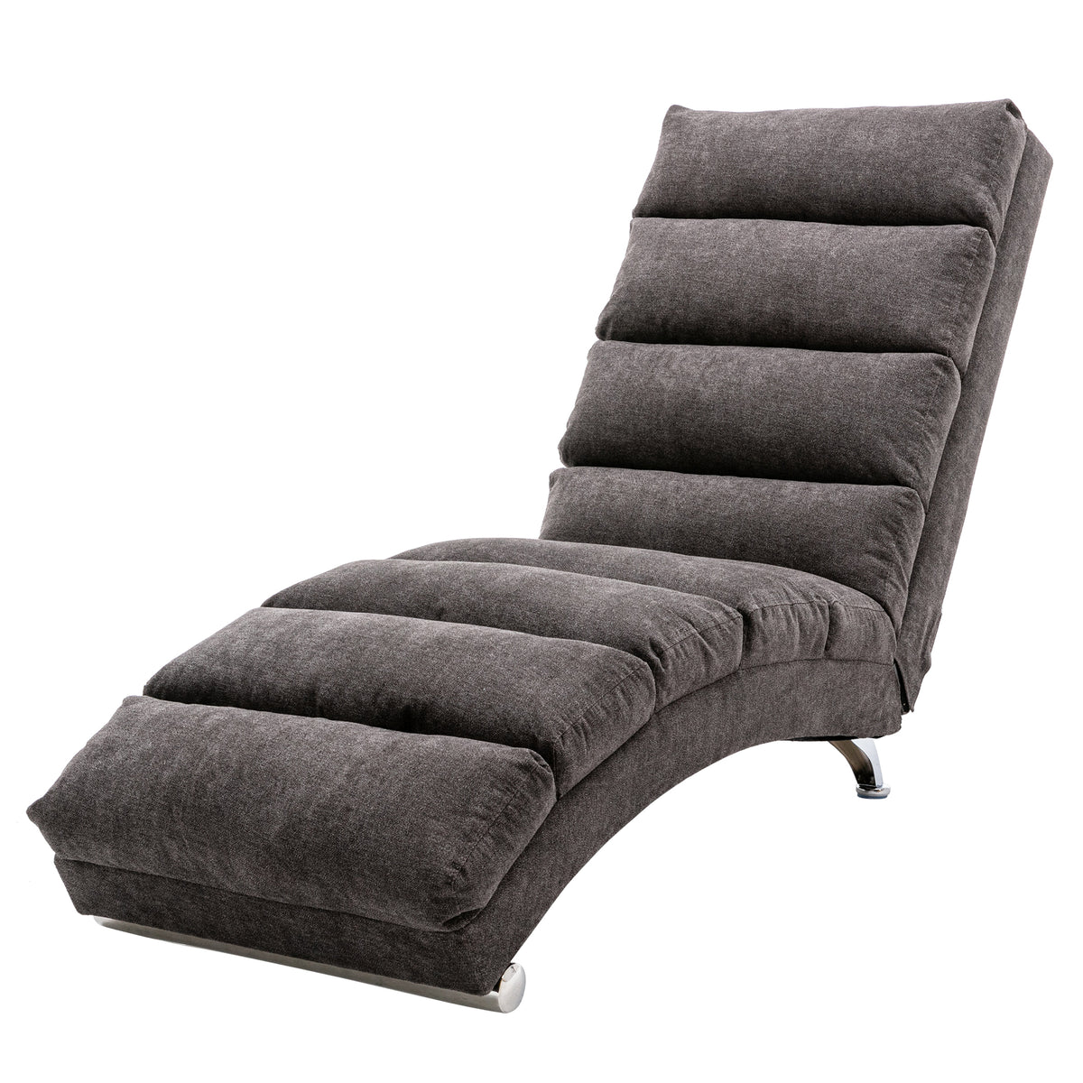 Dark Gray Vibrating Chaise Lounge – Ergonomic Linen Lounge Chair with Remote, 300 lb Capacity