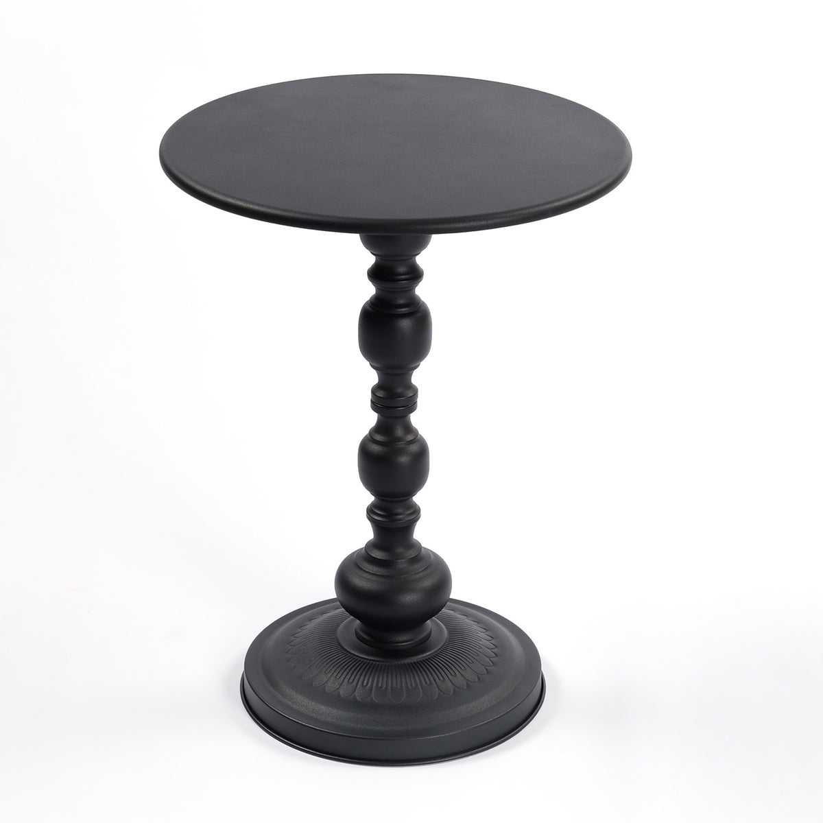 Vintage Frost Black Round Metal Side Table, 15.7 in.