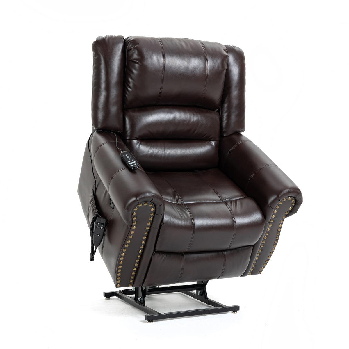 Brown Power Lift Recliner with Massage, Heat & USB