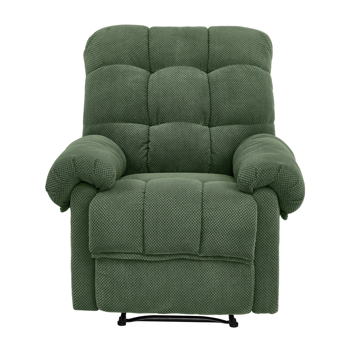 Army Green Fabric Manual Recliner Chair with Padded Arms & Footrest