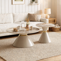 Beige & Gold Sintered Stone Nesting Coffee Table Set of 2