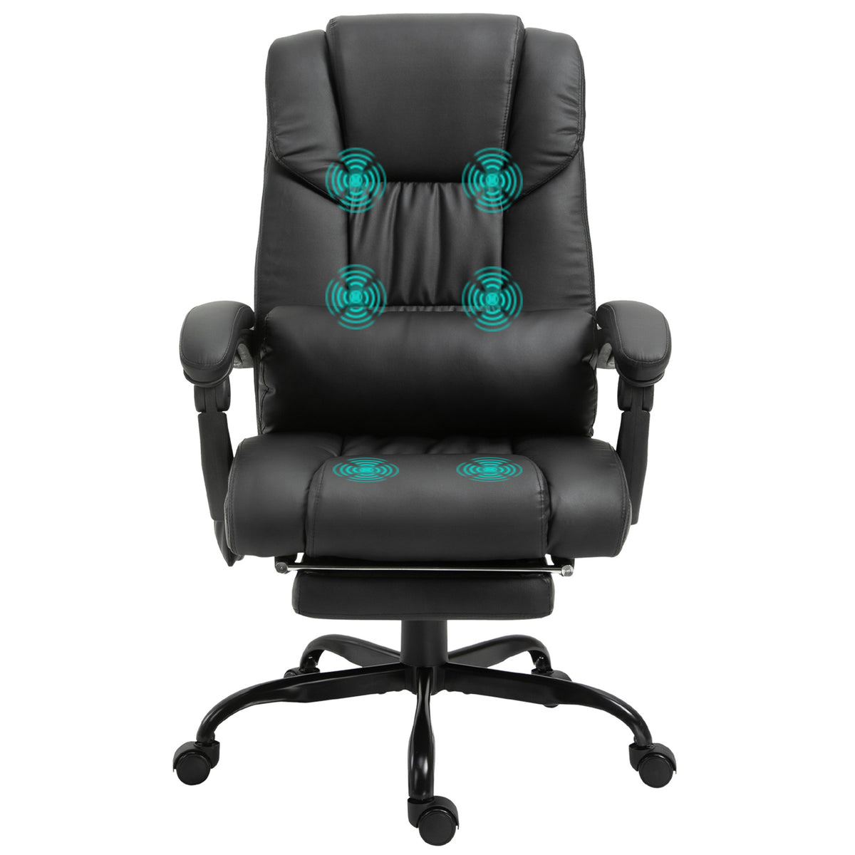Vinsetto Black PU Leather Massage Office Chair with Recline & Footrest
