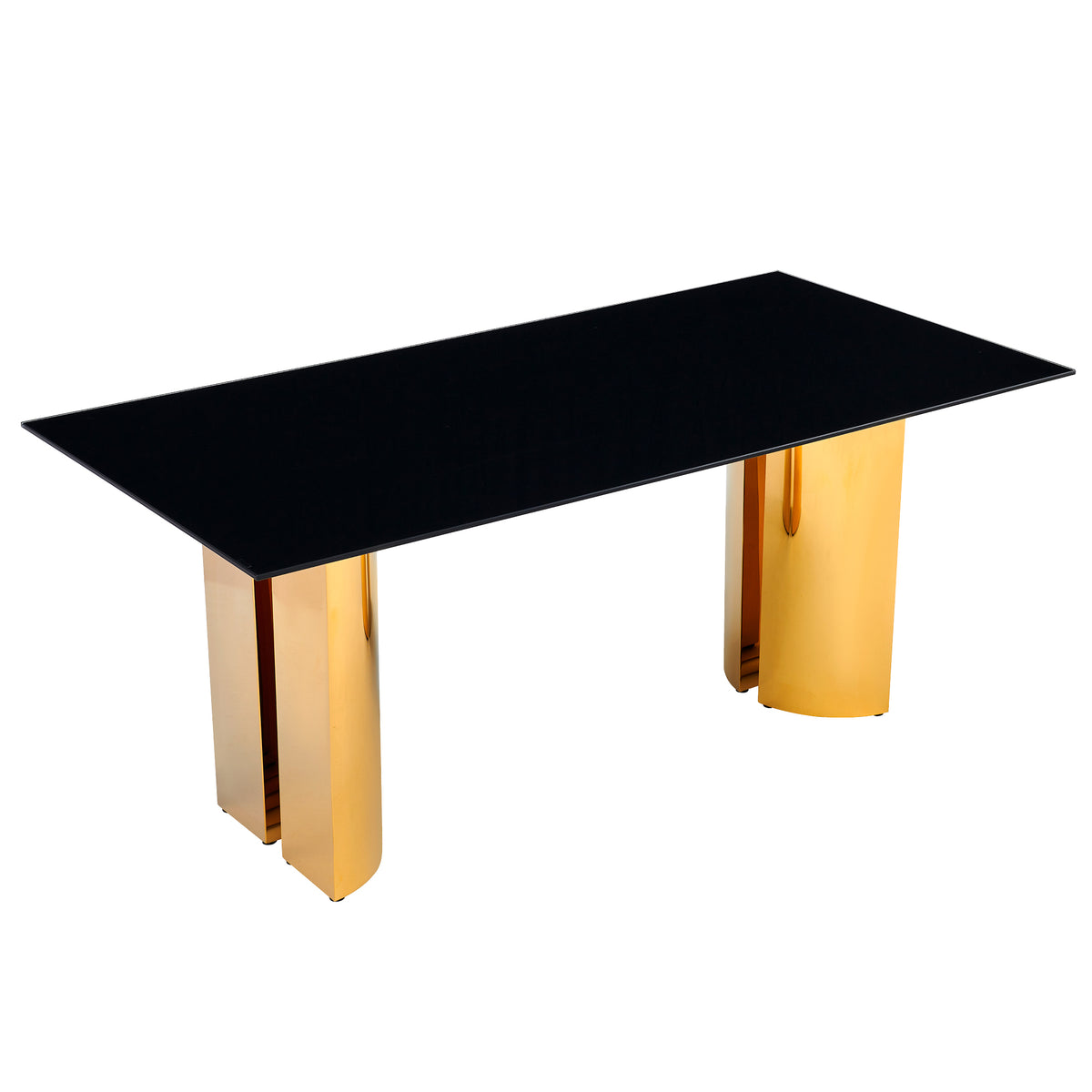 Black Glass Dining Table, 70 x 35 in., Seats 4–6