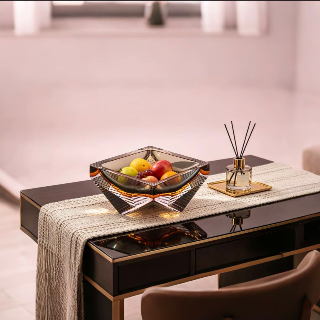 Faceted Crystal Ashtray | Luxury Liuli Glass Art Décor Piece