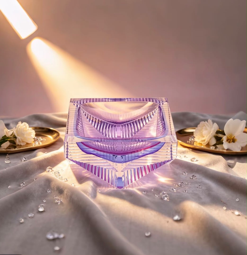 Faceted Crystal Ashtray | Luxury Liuli Glass Art Décor Piece