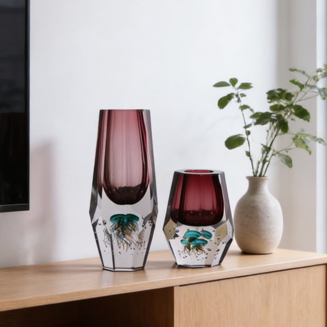 Ocean Jellyfish Liuli Art Vase | Handblown Crystal Glass Sculpture