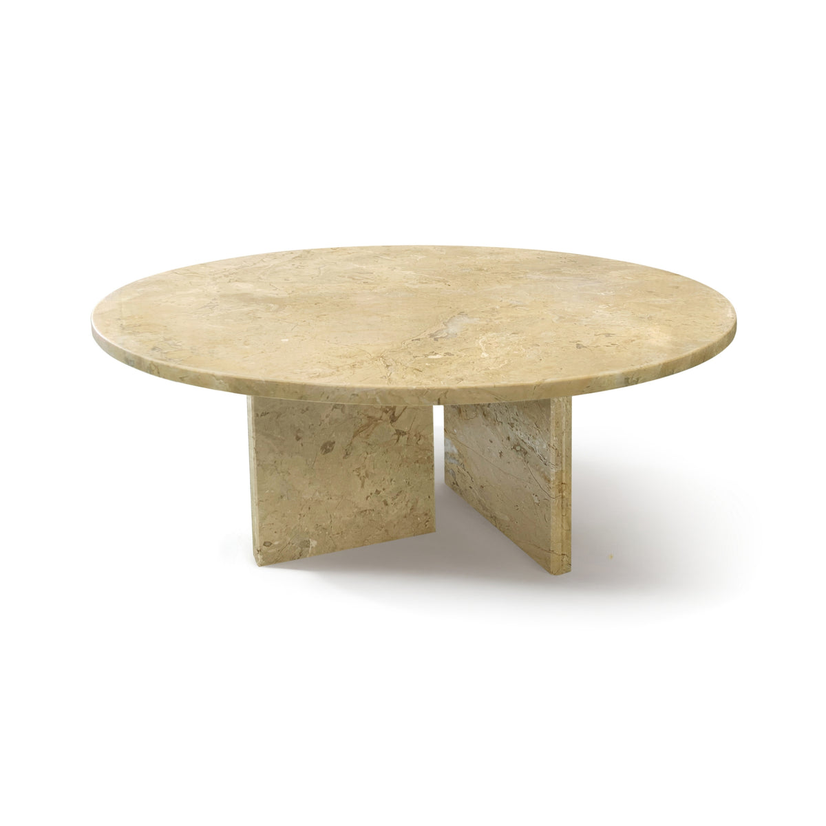 Beige & Gold Natural Marble Round Coffee Table, 27.6 in.