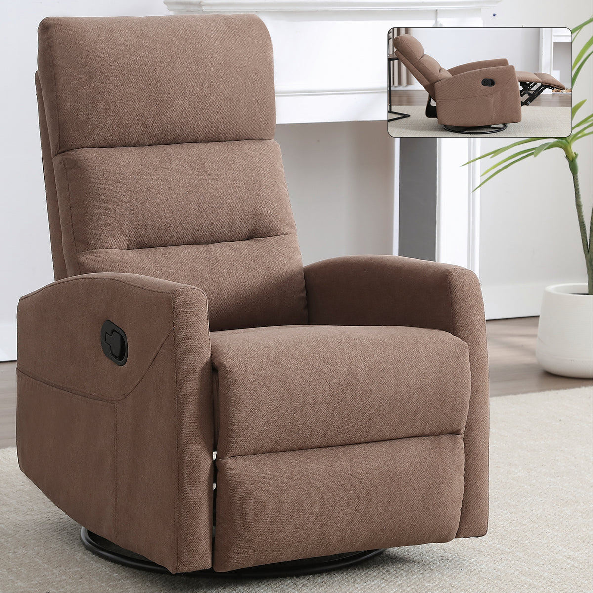 Brown Swivel Rocker Recliner Chair