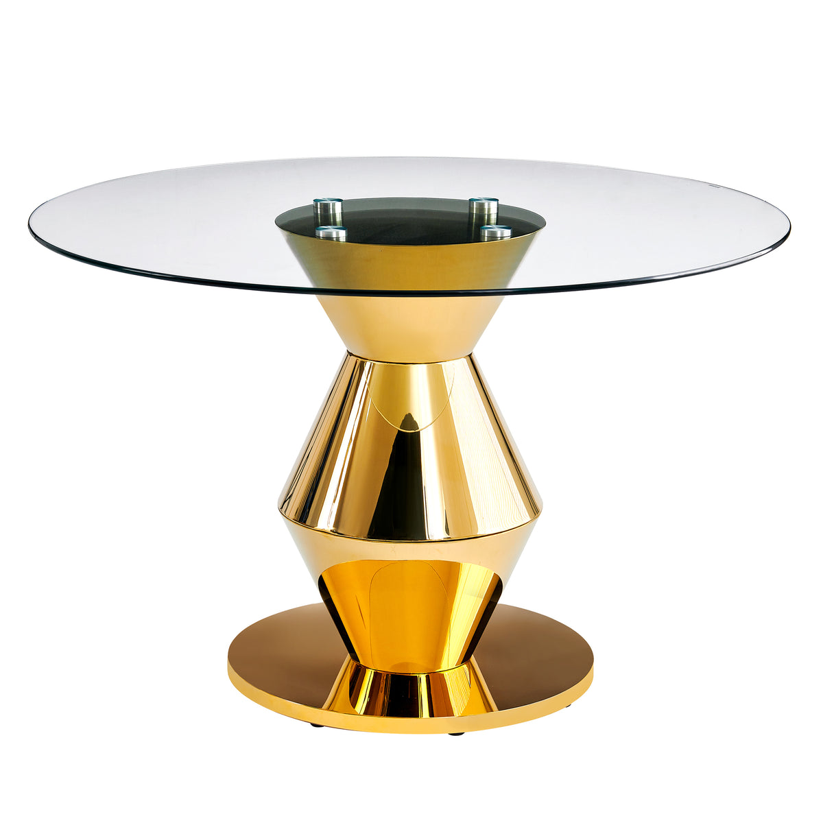 Gold Round Glass Dining Table, 47.25 in., Seats 4–6