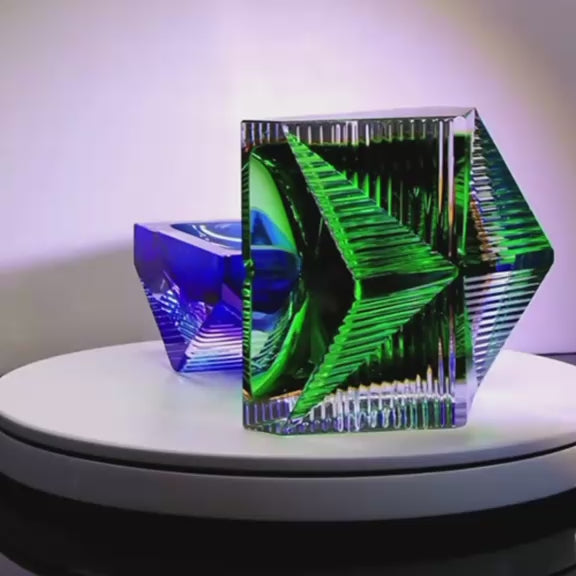 Faceted Crystal Ashtray | Luxury Liuli Glass Art Décor Piece